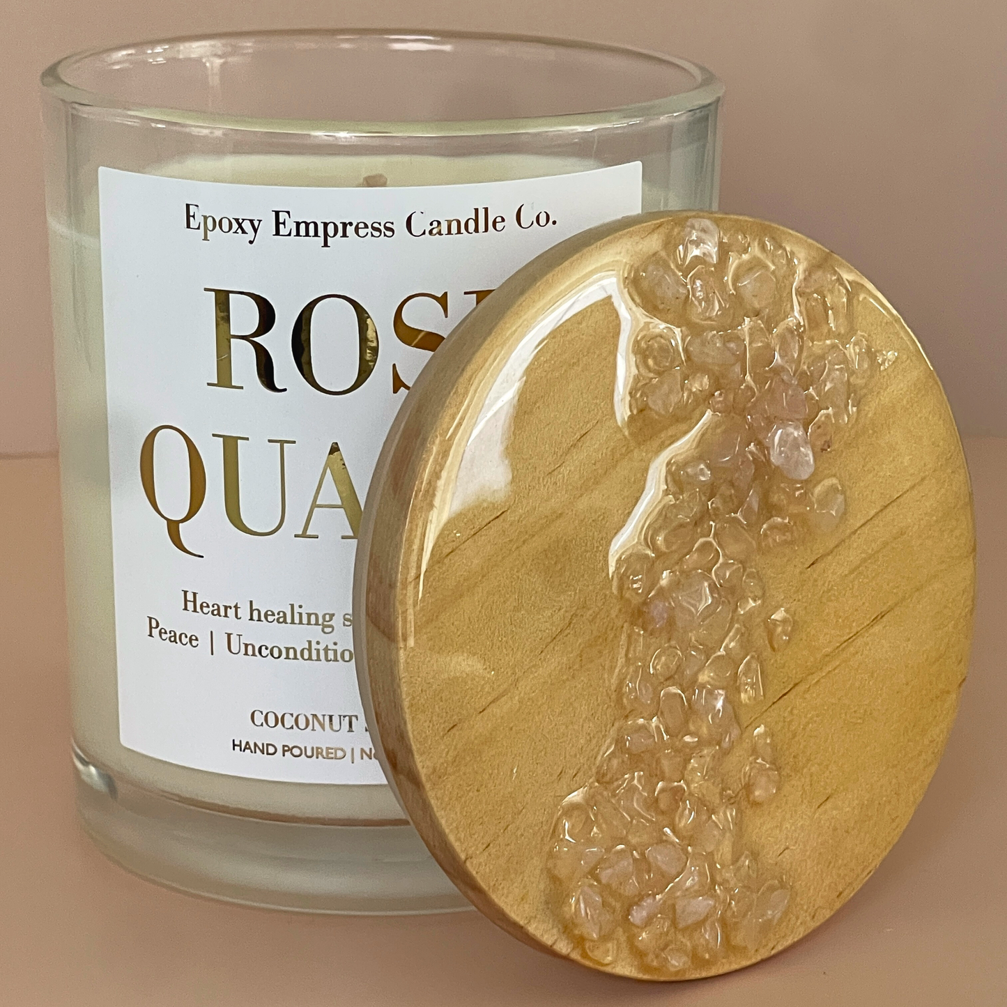 Rose Quartz Crystal Candle – Rose & Gardenia