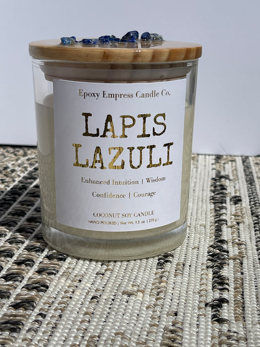 Lapis Lazuli Crystal Candle – Teakwood & Spice