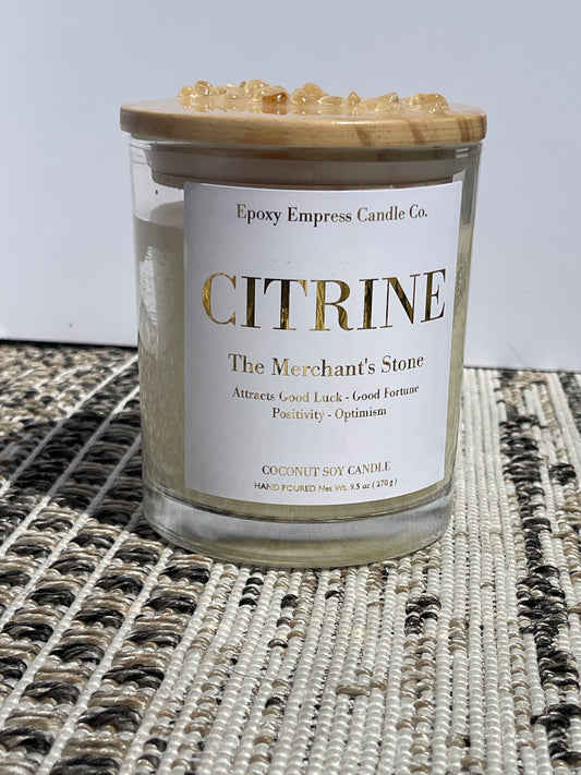 Citrine Crystal Candle – Sea Salt & Sandalwood