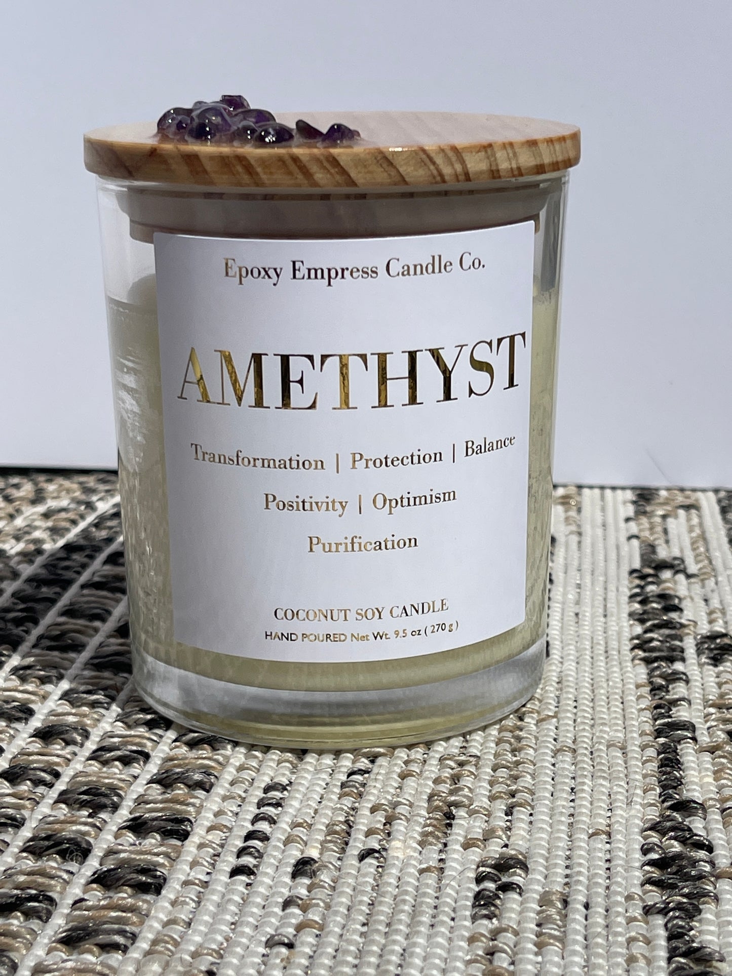 Amethyst Crystal Candle – Violet & Honeysuckle