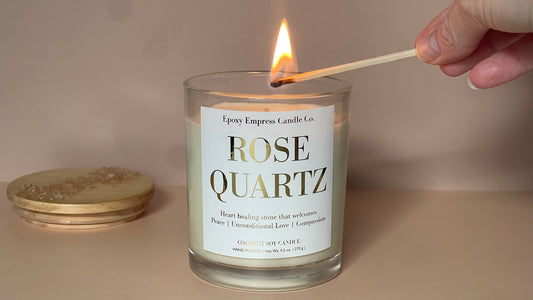 Rose Quartz Crystal Candle – Rose & Gardenia