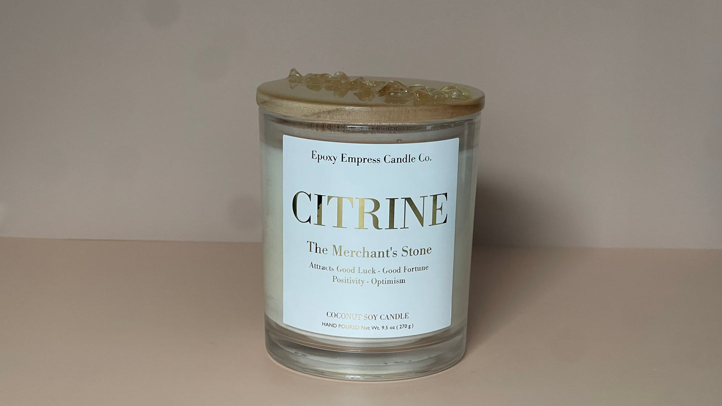 Citrine Crystal Candle – Sea Salt & Sandalwood