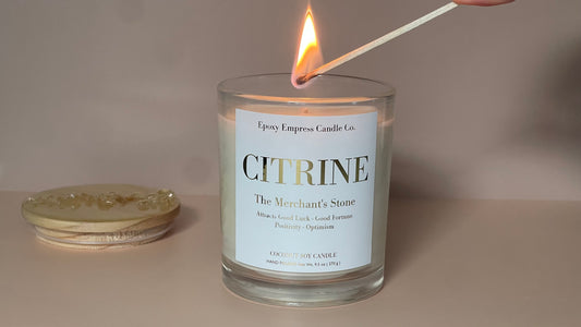 Citrine Crystal Candle – Sea Salt & Sandalwood