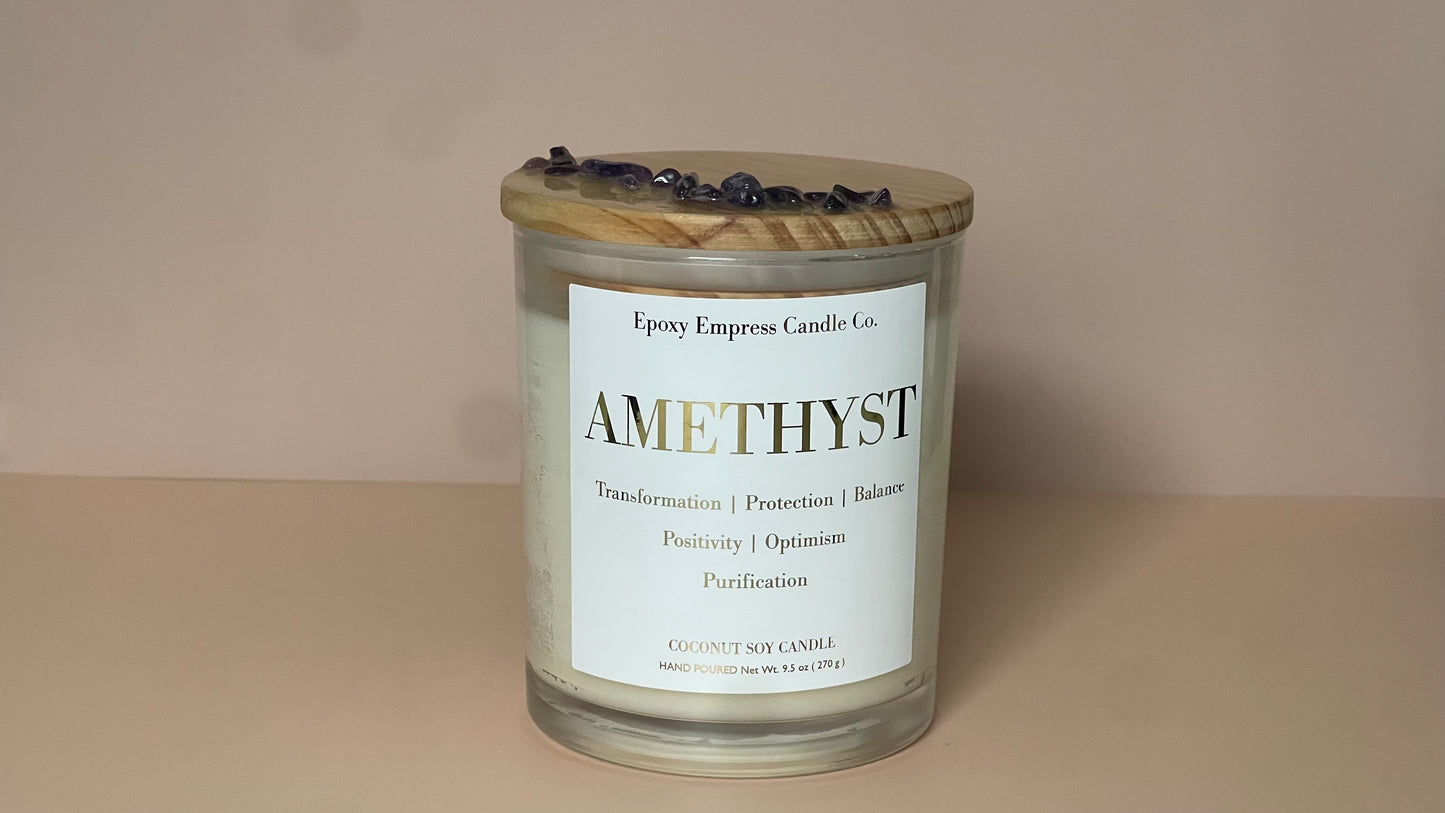 Amethyst Crystal Candle – Violet & Honeysuckle