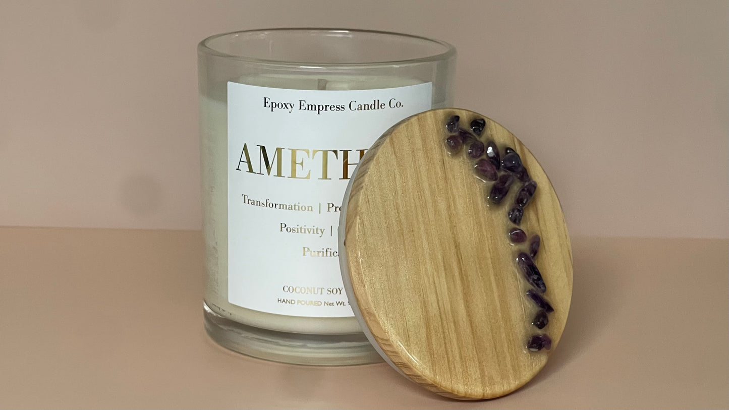 Amethyst Crystal Candle – Violet & Honeysuckle