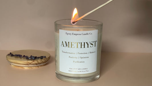 Amethyst Crystal Candle – Violet & Honeysuckle
